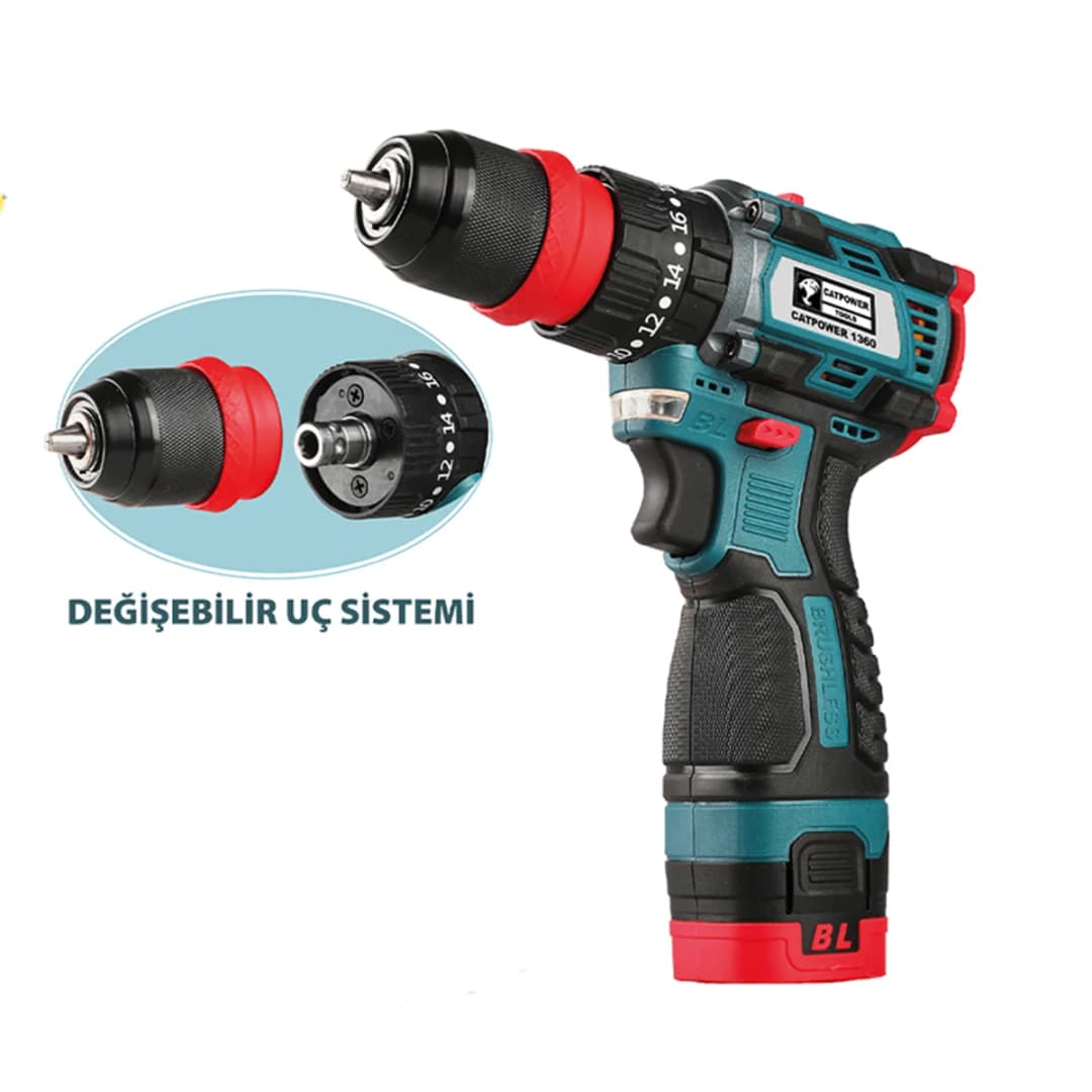 Catpower 1360 Kömürsüz Akülü Vidalama 16V Li-ion 2.0 Ah 1