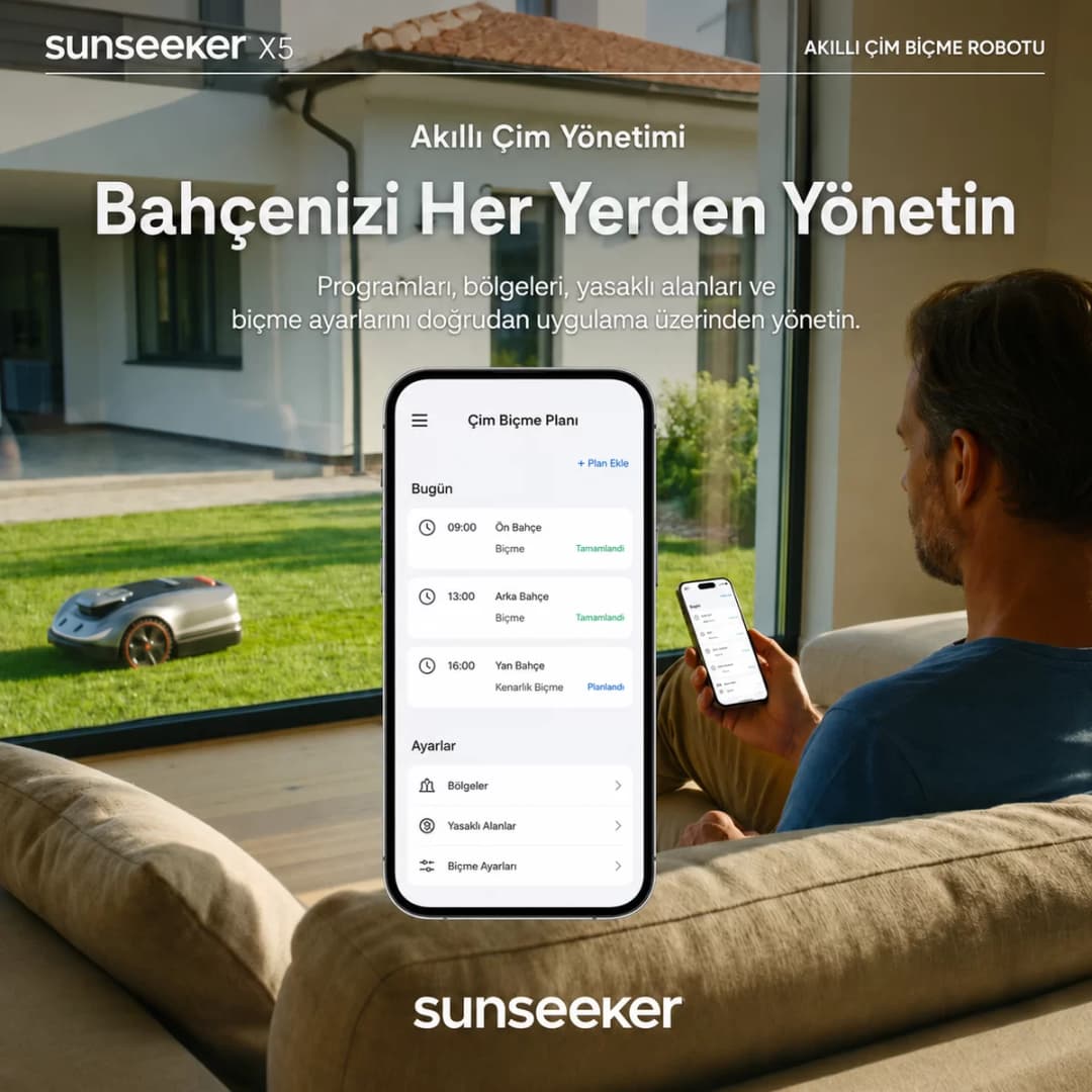 Sunseeker Elite X5 20V 5Ah 22 cm 2000 m² Robot Çim Biçme Makinesi 3
