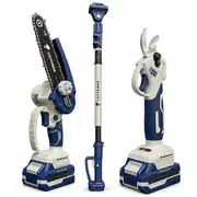 Catpower 1520 Kömürsüz 2'li Akülü Uzun Budama Makası ve Budama Testeresi Seti (Teleskopik Uzun Sap) 20V 1