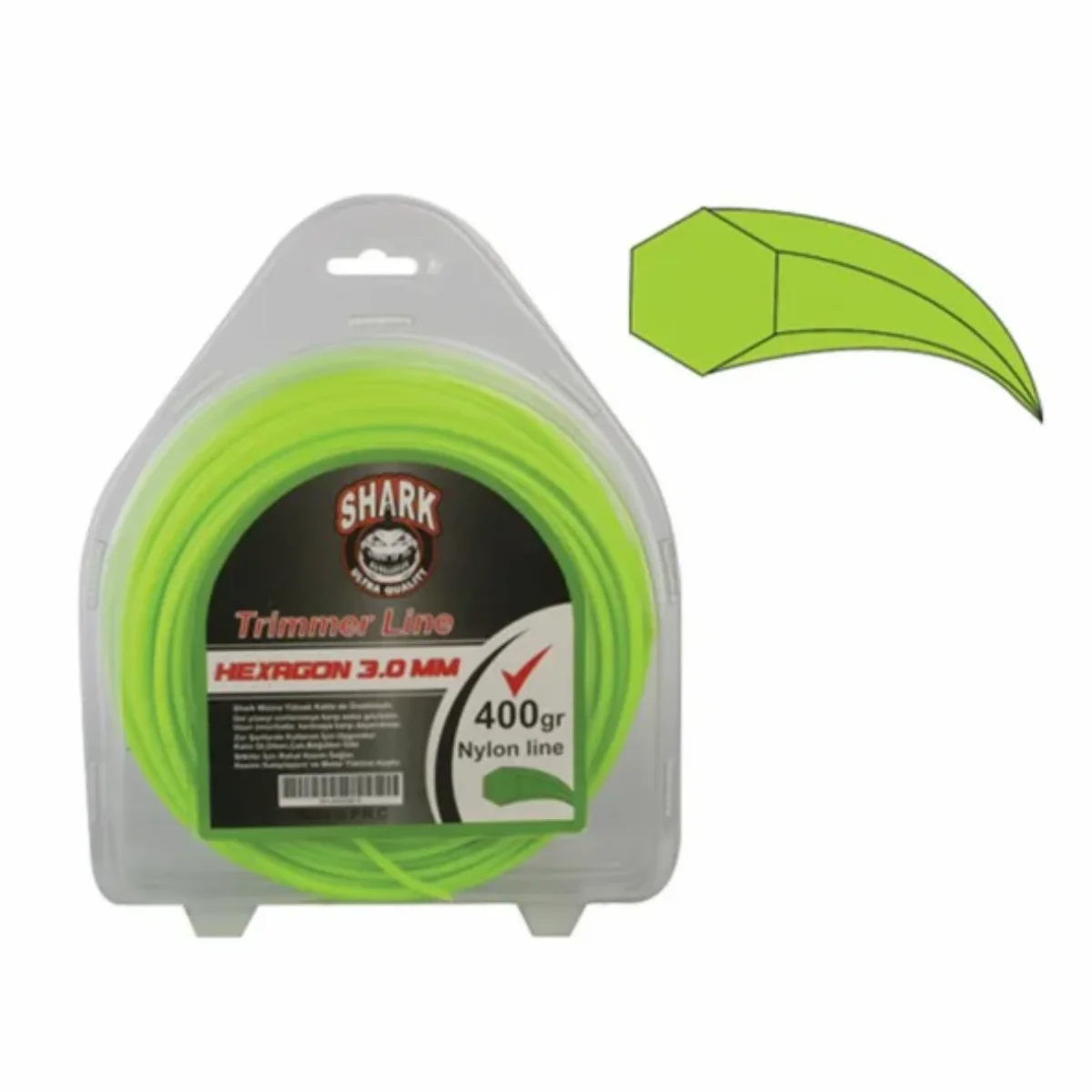 Shark 6 Köşeli Naylon Tırpan Misinası 3.0 mm 400 gr 1
