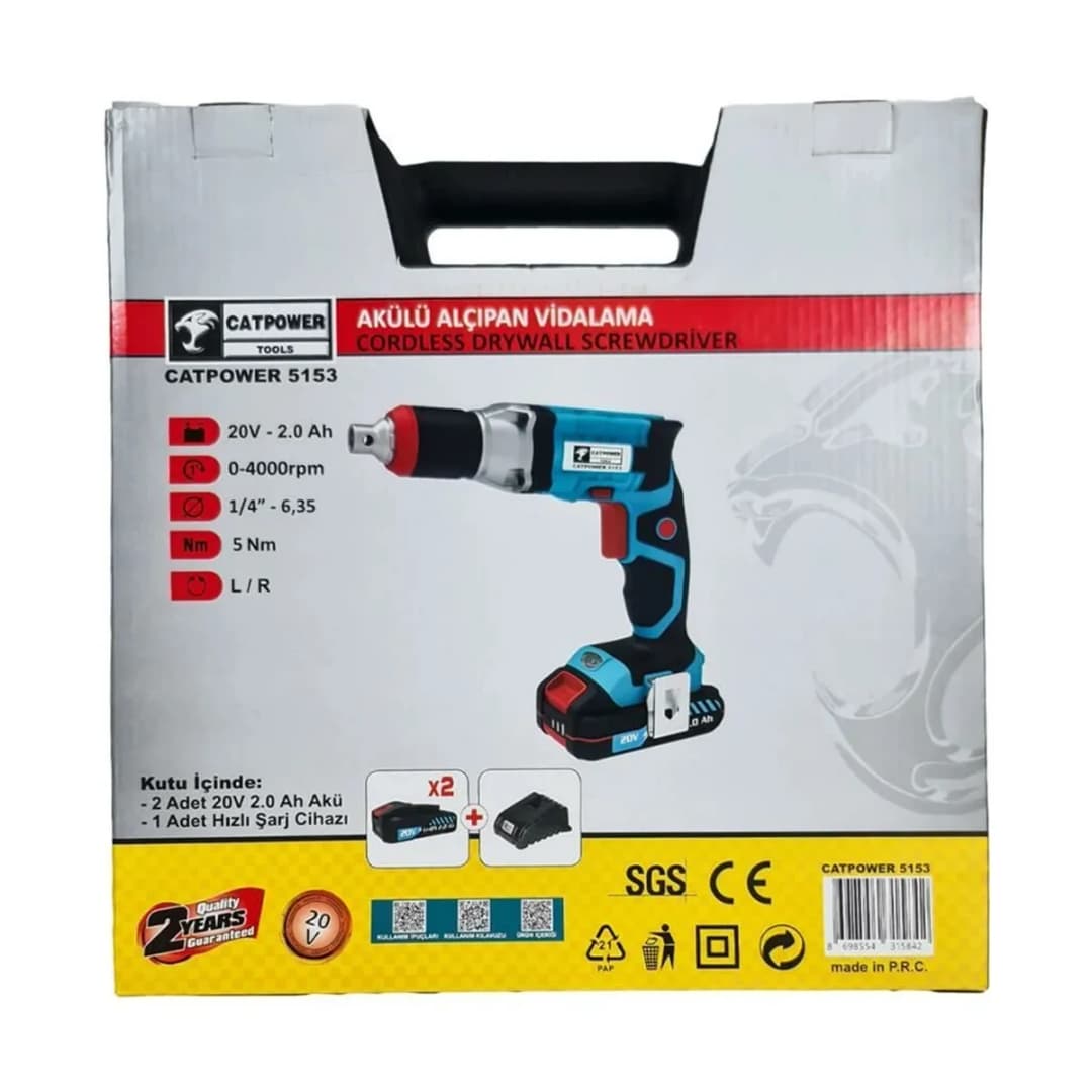 Catpower 5153 Li-ion Akülü Alçıpan Vidalama 20V 2.0 Ah 5
